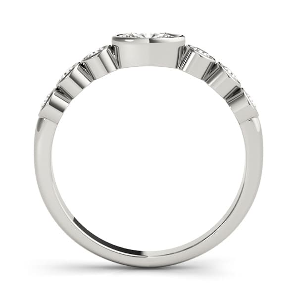 Bezel Set Stackable Oval Center Wedding Band (1/4 ct. tw.), Side view in white gold or platinum