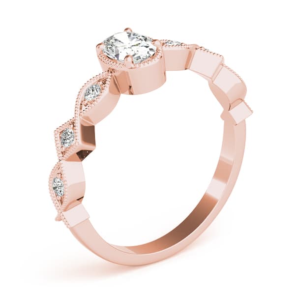 Vintage Single Row Milgrain Engagement Ring, style 85040, Angle view in rose gold
