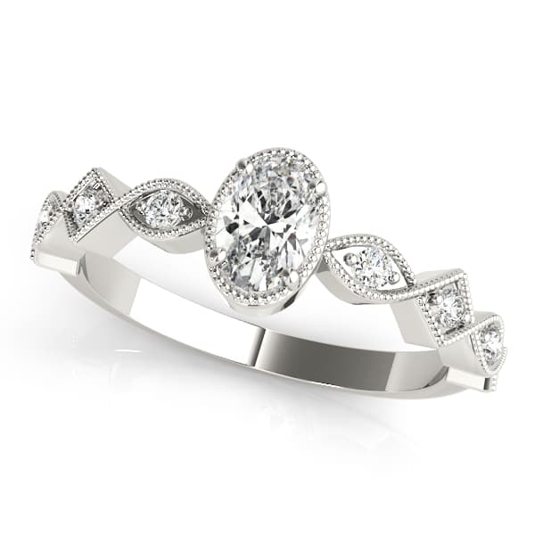Vintage Single Row Milgrain Engagement Ring — style 85040 in 10k White Gold