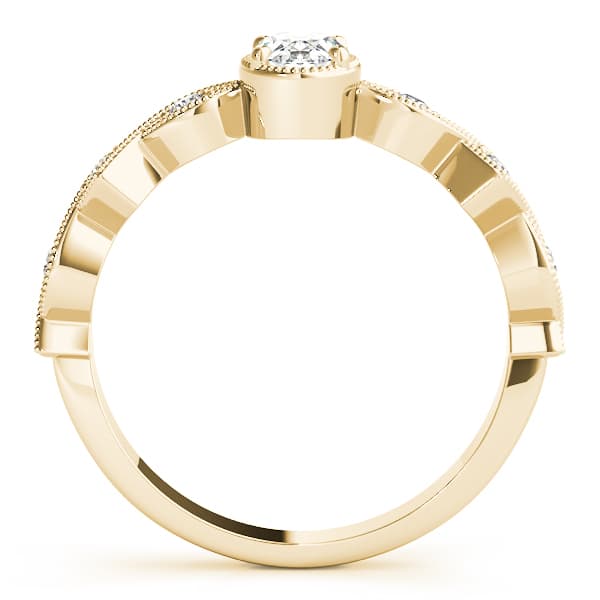 Vintage Single Row Milgrain Engagement Ring, style 85040, Side view in yellow gold