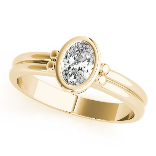 Bezel Set Solitaire Engagement Ring, style 85041, Front view in yellow gold