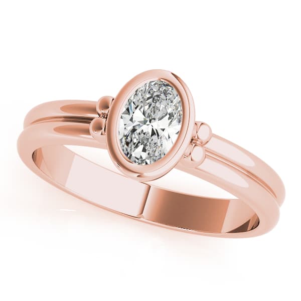 Bezel Set Solitaire Engagement Ring, style 85041, Front view in rose gold