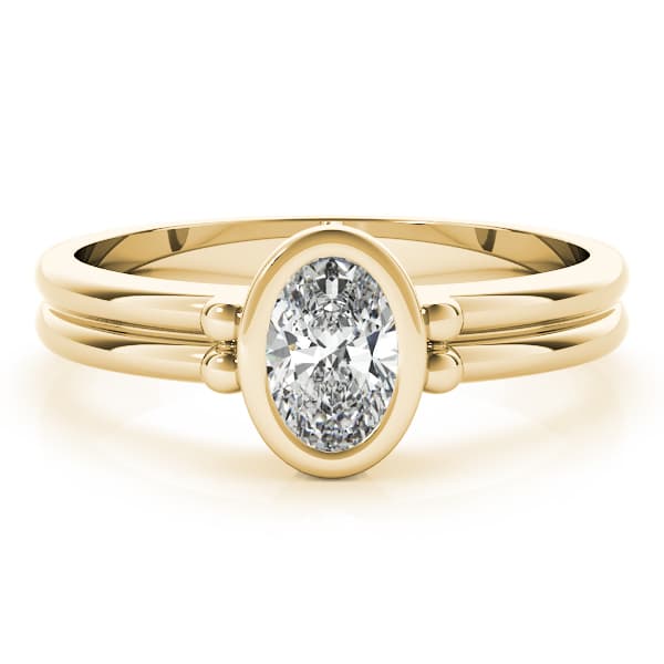 Bezel Set Solitaire Engagement Ring, style 85041, On hand view in yellow gold