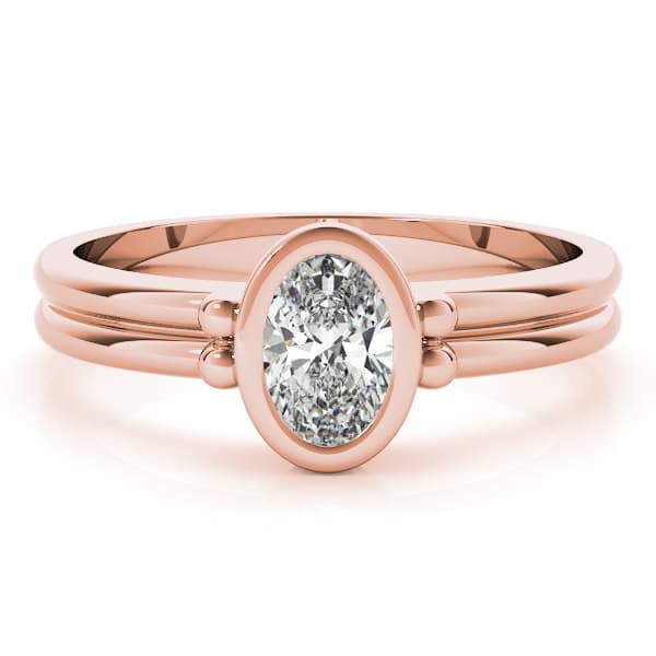 Bezel Set Solitaire Engagement Ring, style 85041, On hand view in rose gold