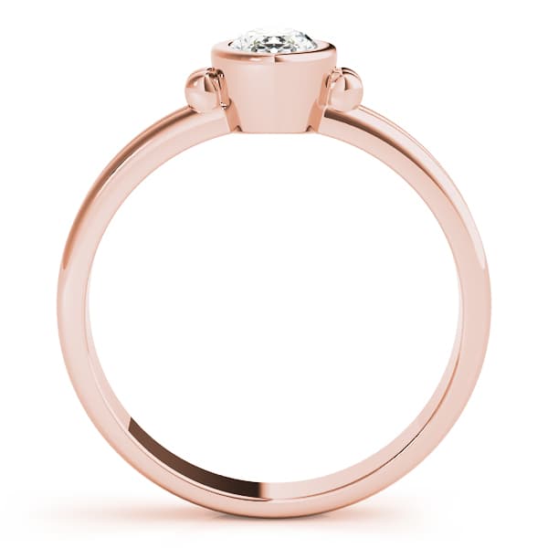Bezel Set Solitaire Engagement Ring, style 85041, Side view in rose gold