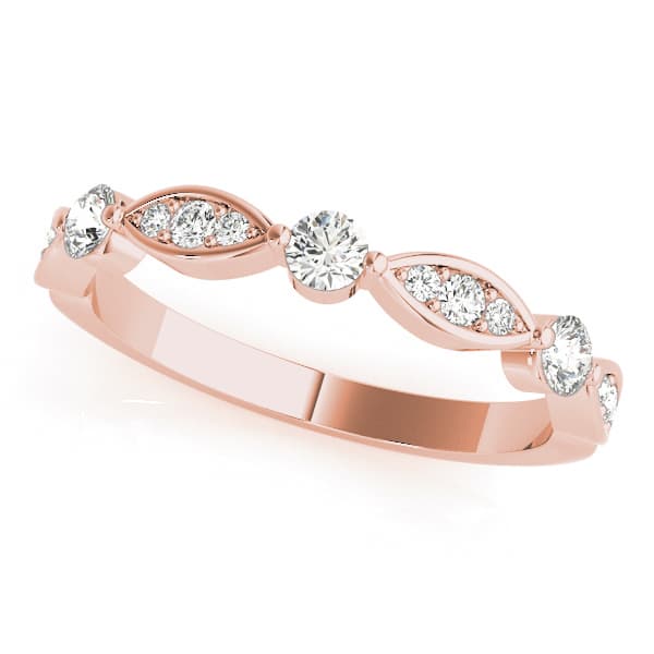 Round & Marquise Shaped Stackable Band (1/4 ct. tw.), Front view in rose gold