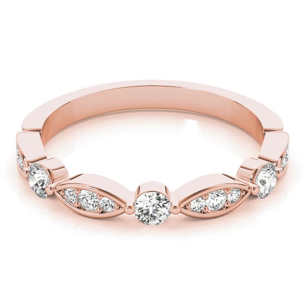 Round & Marquise Shaped Stackable Band (1/4 ct. tw.), On hand view in rose gold