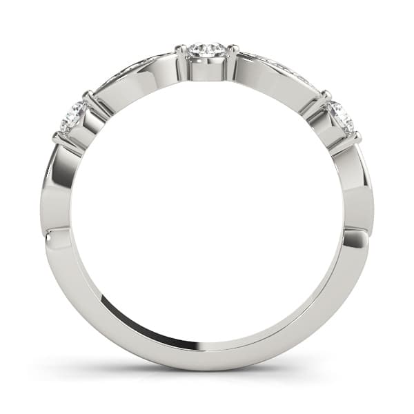 Round & Marquise Shaped Stackable Band (1/4 ct. tw.), Side view in white gold or platinum