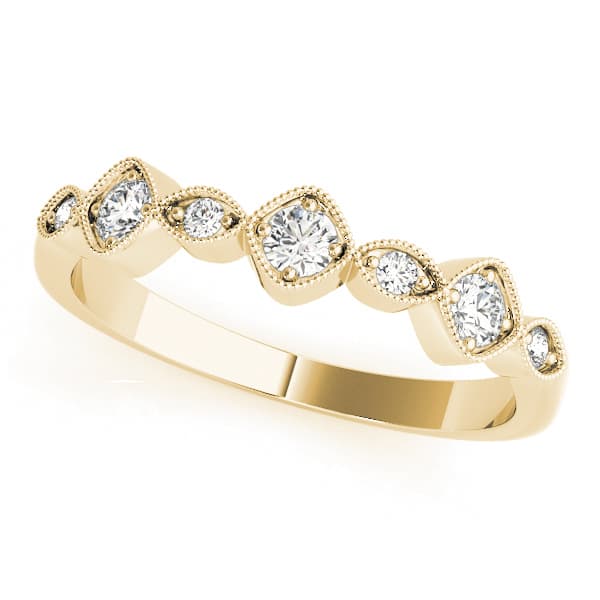 Vintage Milgrain Stackable Band (0.22 ct. tw.), Front view in yellow gold