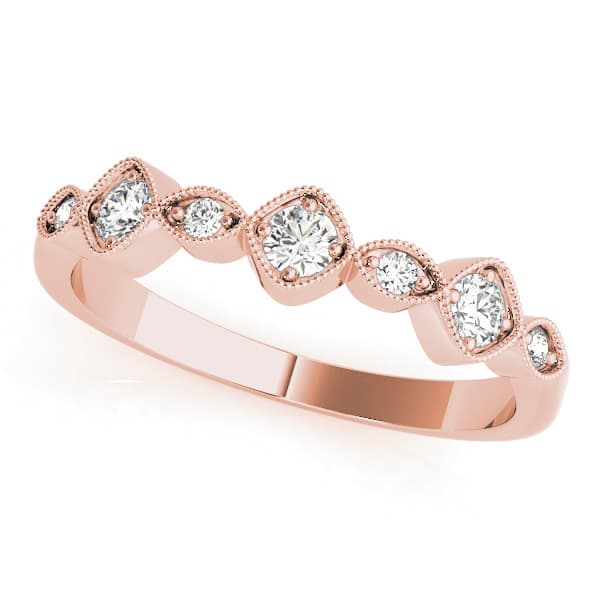 Vintage Milgrain Stackable Band (0.22 ct. tw.), Front view in rose gold