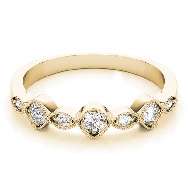 Vintage Milgrain Stackable Band (0.22 ct. tw.), On hand view in yellow gold