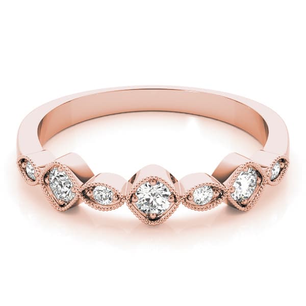 Vintage Milgrain Stackable Band (0.22 ct. tw.), On hand view in rose gold