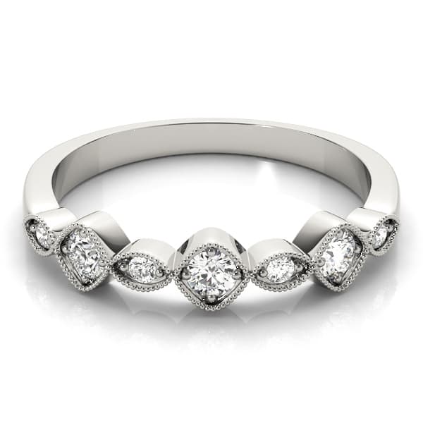 Vintage Milgrain Stackable Band (0.22 ct. tw.), On hand view in white gold or platinum