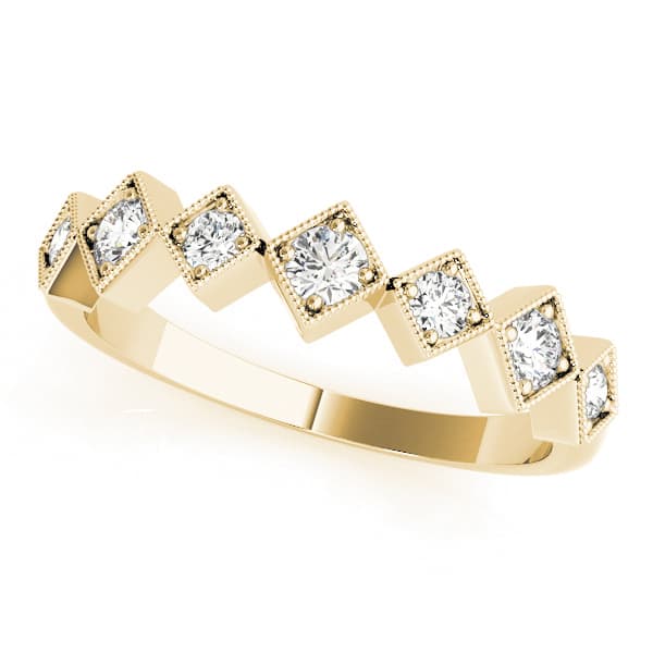 Square Shaped Milgrain Stackable Ring (1/3 ct. tw.), Front view in yellow gold