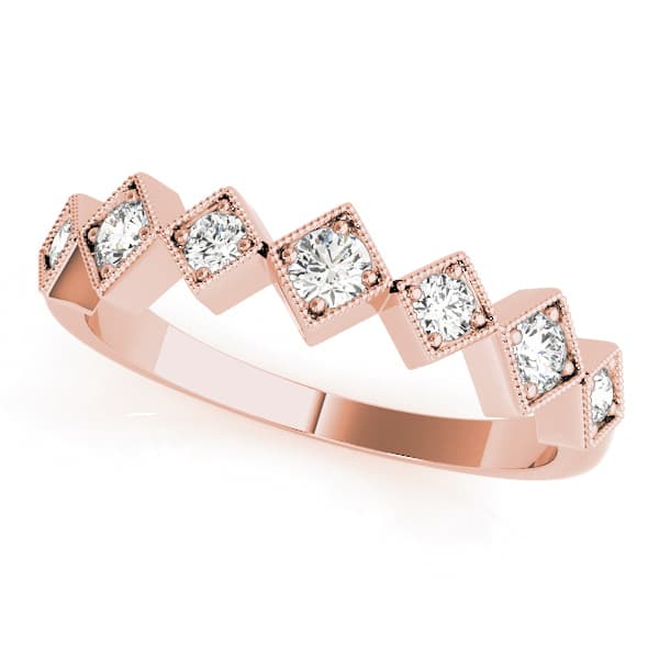 Square Shaped Milgrain Stackable Ring (1/3 ct. tw.), Front view in rose gold