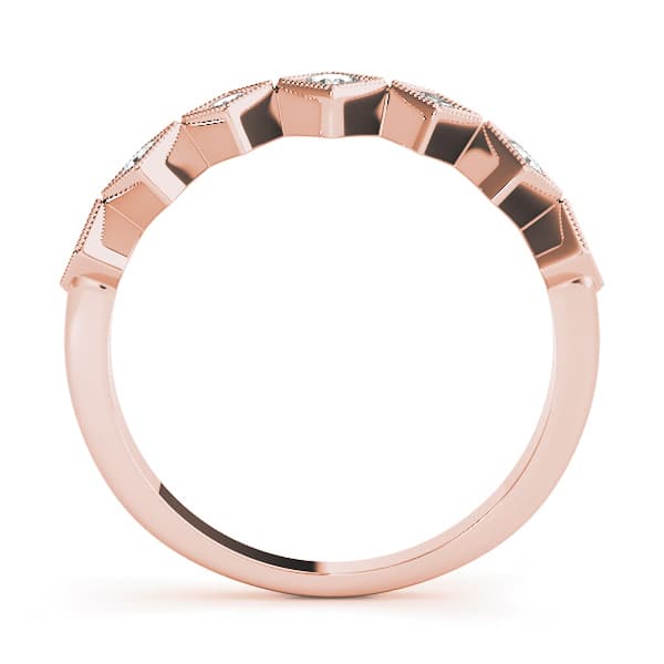 Square Shaped Milgrain Stackable Ring (1/3 ct. tw.), Side view in rose gold