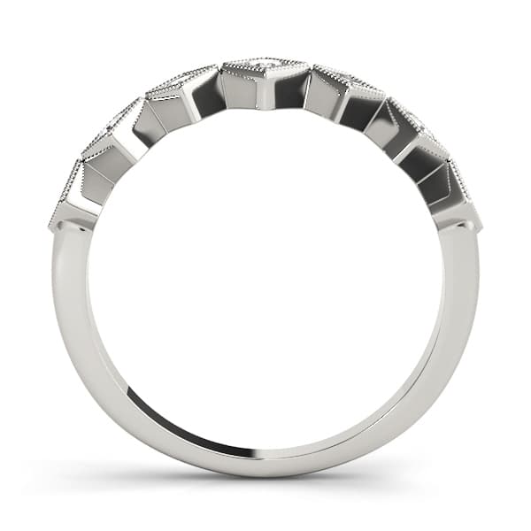 Square Shaped Milgrain Stackable Ring (1/3 ct. tw.), Side view in white gold or platinum