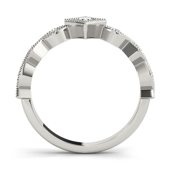 Stackable Marquise Milgrain Wedding Rings (0.09 ct. tw.), Side view in white gold or platinum