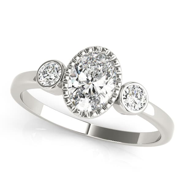 3-Stone Bezel Set Oval Engagement Ring — style 85050 in 10k White Gold