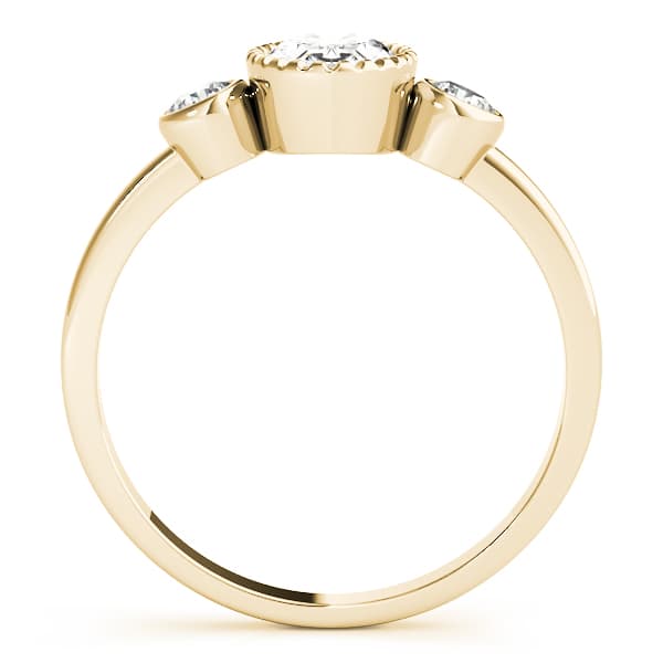 3-Stone Bezel Set Oval Engagement Ring, style 85050, Side view in yellow gold