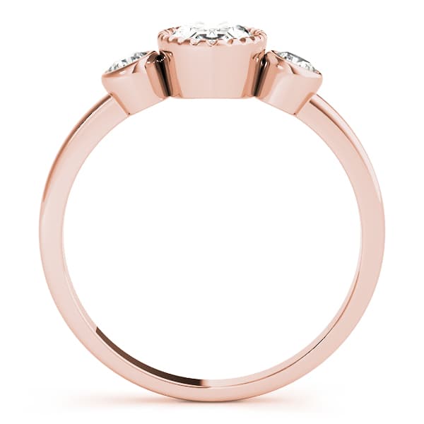 3-Stone Bezel Set Oval Engagement Ring, style 85050, Side view in rose gold