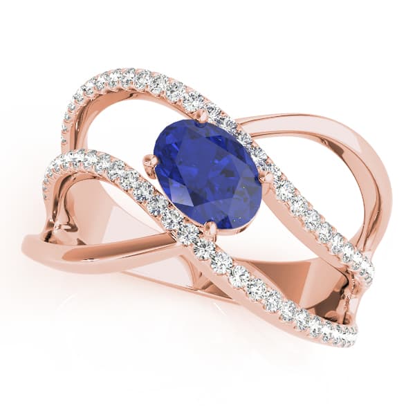 Double Row Split Shank Oval Fashion Rings (0.29 ct. tw.), Front view in rose gold