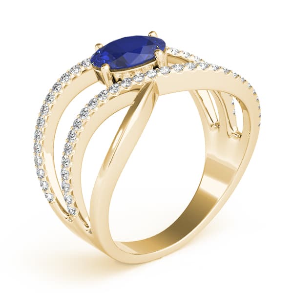 Double Row Split Shank Oval Fashion Rings (0.29 ct. tw.), Angle view in yellow gold
