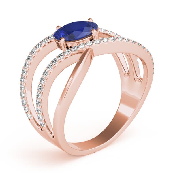 Double Row Split Shank Oval Fashion Rings (0.29 ct. tw.), Angle view in rose gold