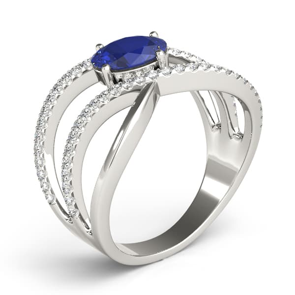 Double Row Split Shank Oval Fashion Rings (0.29 ct. tw.), Angle view in white gold or platinum