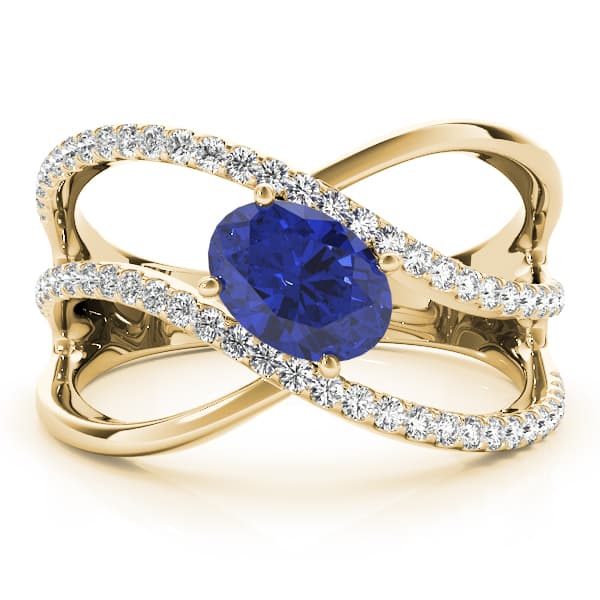 Double Row Split Shank Oval Fashion Rings (0.29 ct. tw.), On hand view in yellow gold