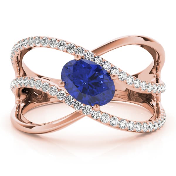 Double Row Split Shank Oval Fashion Rings (0.29 ct. tw.), On hand view in rose gold