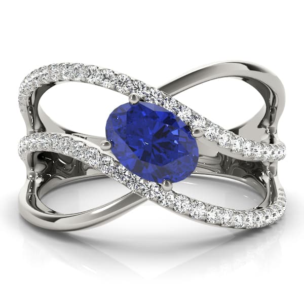 Double Row Split Shank Oval Fashion Rings (0.29 ct. tw.), On hand view in white gold or platinum