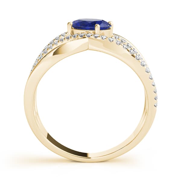 Double Row Split Shank Oval Fashion Rings (0.29 ct. tw.), Side view in yellow gold