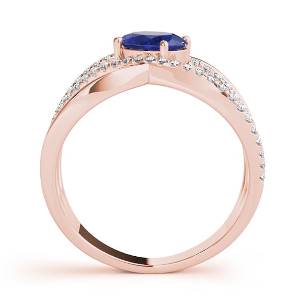 Double Row Split Shank Oval Fashion Rings (0.29 ct. tw.), Side view in rose gold