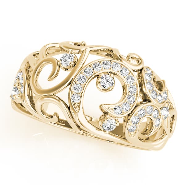 Prong Set Filigree Fashion Rings (1/4 ct. tw.), Front view in yellow gold