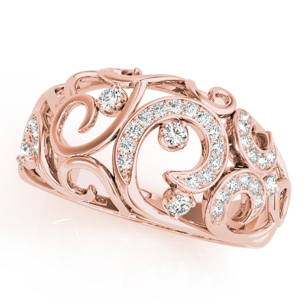 Prong Set Filigree Fashion Rings (1/4 ct. tw.), Front view in rose gold