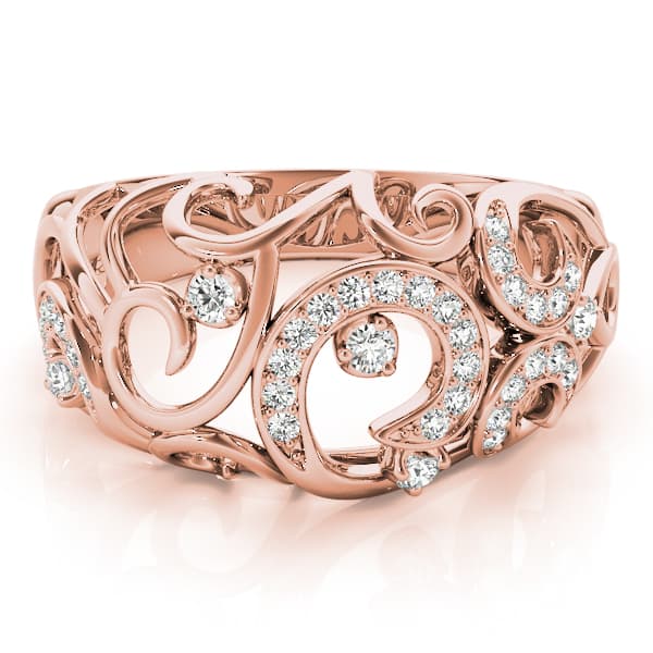 Prong Set Filigree Fashion Rings (1/4 ct. tw.), On hand view in rose gold