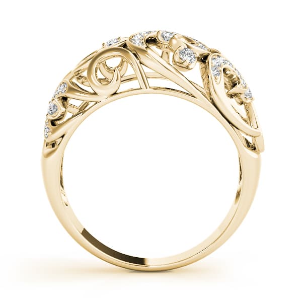 Prong Set Filigree Fashion Rings (1/4 ct. tw.), Side view in yellow gold