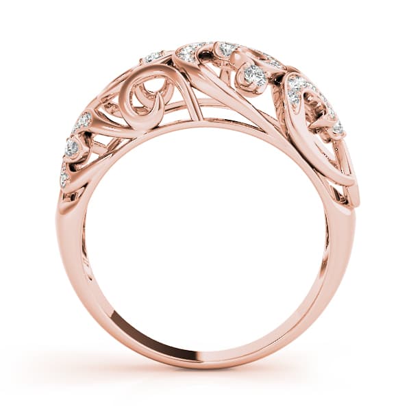 Prong Set Filigree Fashion Rings (1/4 ct. tw.), Side view in rose gold