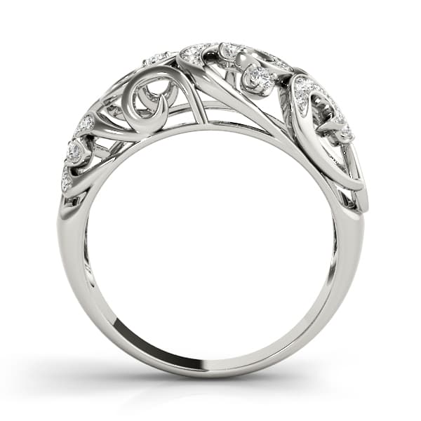 Prong Set Filigree Fashion Rings (1/4 ct. tw.), Side view in white gold or platinum