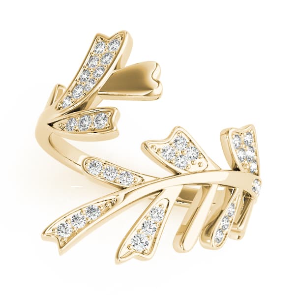 Nature Inspired Bypass Fashion Ring (0.2 ct. tw.), Front view in yellow gold