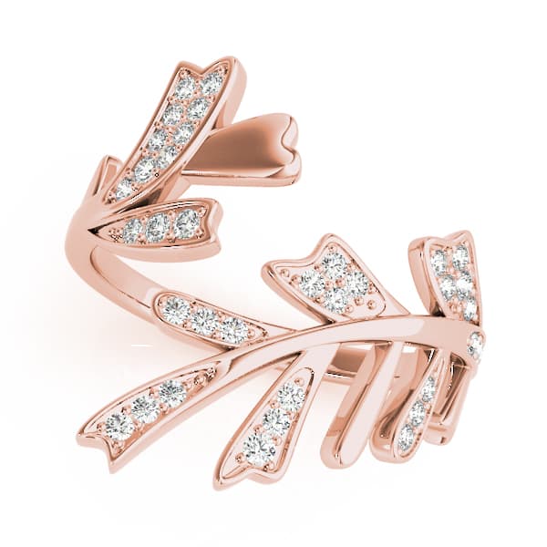 Nature Inspired Bypass Fashion Ring (0.2 ct. tw.), Front view in rose gold