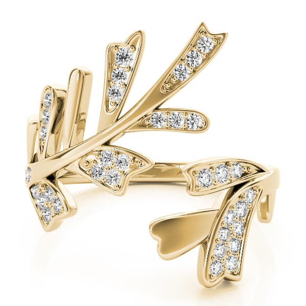 Nature Inspired Bypass Fashion Ring (0.2 ct. tw.), On hand view in yellow gold