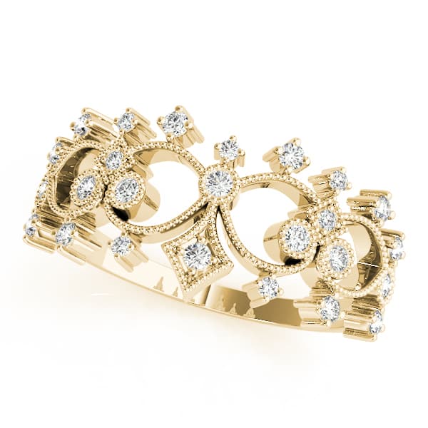 Vintage Inspired Milgrain Filigree Fashion Rings (0.22 ct. tw.), Front view in yellow gold