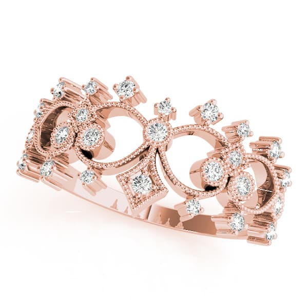 Vintage Inspired Milgrain Filigree Fashion Rings (0.22 ct. tw.), Front view in rose gold