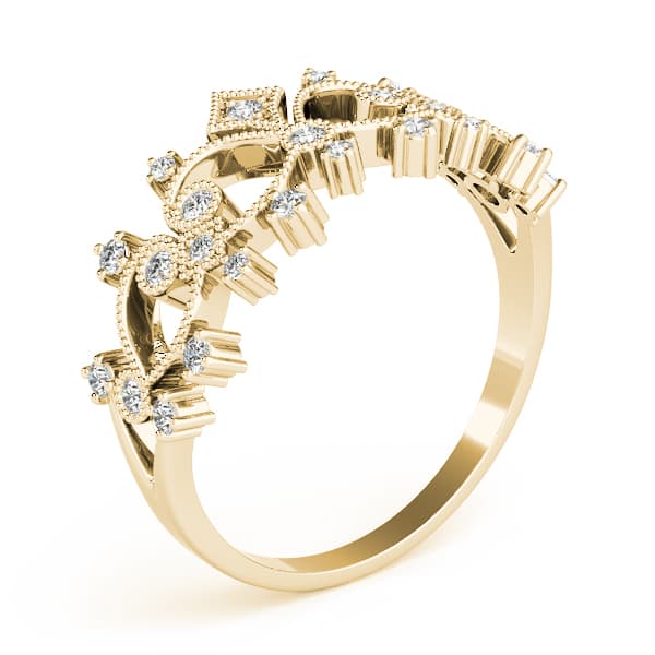 Vintage Inspired Milgrain Filigree Fashion Rings (0.22 ct. tw.), Angle view in yellow gold