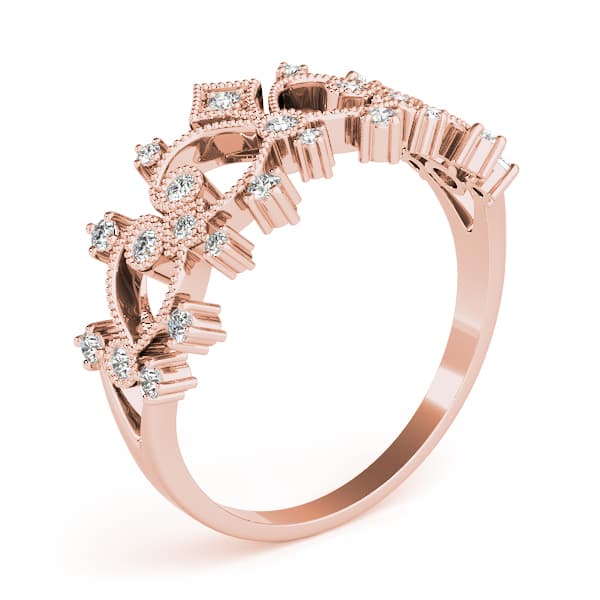 Vintage Inspired Milgrain Filigree Fashion Rings (0.22 ct. tw.), Angle view in rose gold