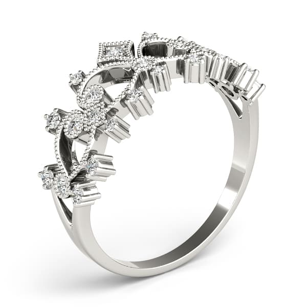 Vintage Inspired Milgrain Filigree Fashion Rings (0.22 ct. tw.), Angle view in white gold or platinum