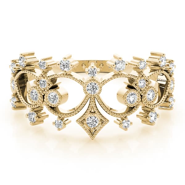 Vintage Inspired Milgrain Filigree Fashion Rings (0.22 ct. tw.), On hand view in yellow gold