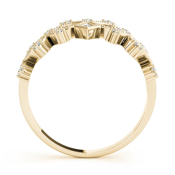 Vintage Inspired Milgrain Filigree Fashion Rings (0.22 ct. tw.), Side view in yellow gold